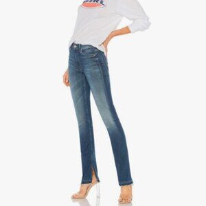 Mother the rascal slit undone hem goin’ for gold blue straight leg jeans 25